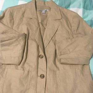 Never worn khaki linen jacket 3\4 sleeve XL